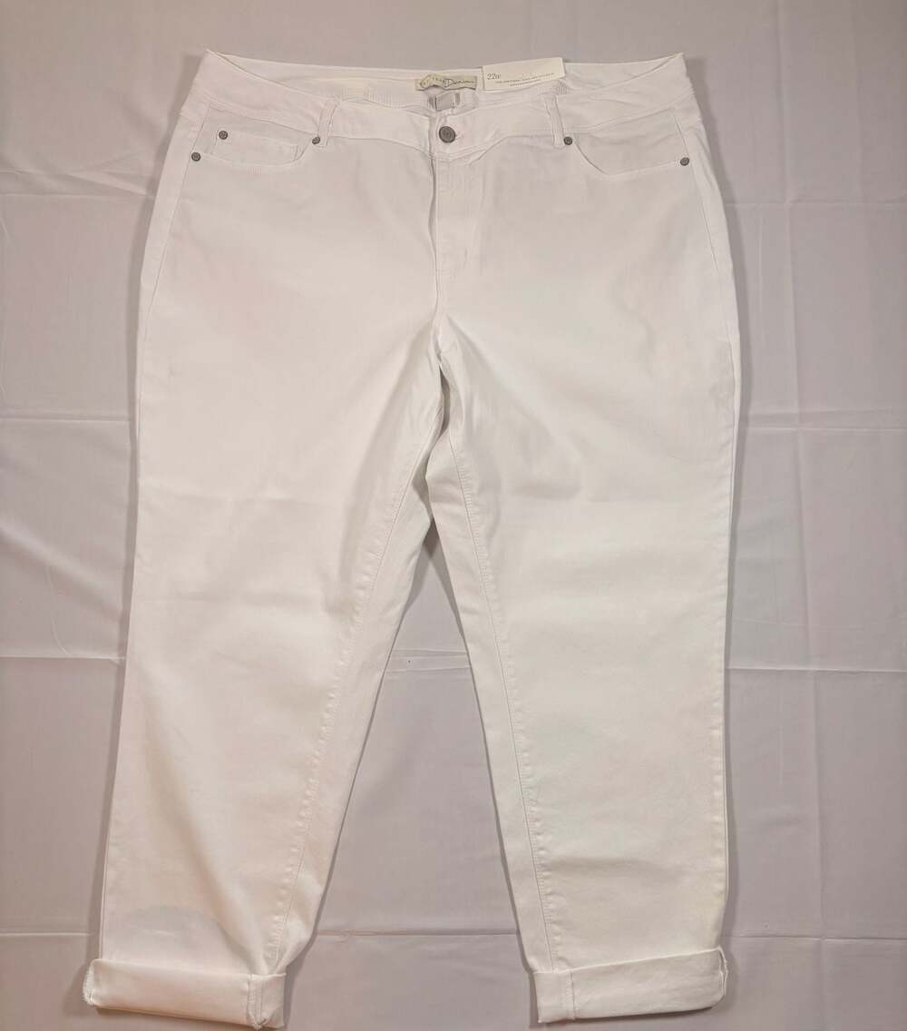 Women’s NWT C. Denim Shape Enhancing Hi-Rise Skinny White Jeans Plus Size 22W
